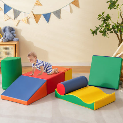7-Piece Foam Climbing Blocks Set, Waterproof PU Covers