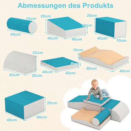 7-teiliges Schaumstoff-Kletterblock-Set für Kinder