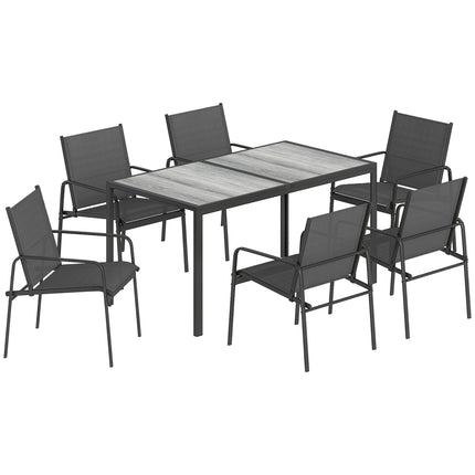 7-Piece Outdoor Dining Set, Rectangular Table & 6 Chairs