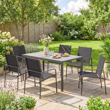 7-Piece Outdoor Dining Set, Rectangular Table & 6 Chairs