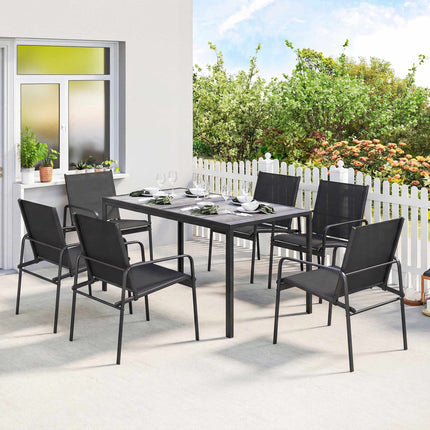 7-Piece Outdoor Dining Set, Rectangular Table & 6 Chairs