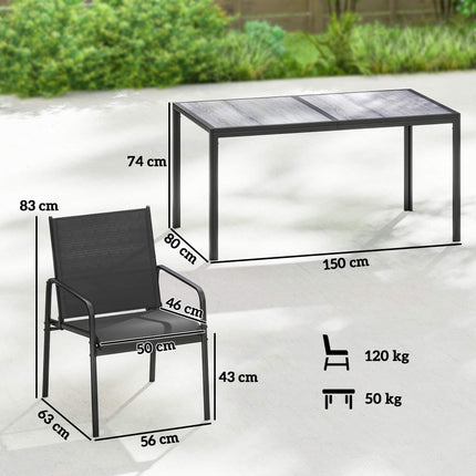 7-Piece Outdoor Dining Set, Rectangular Table & 6 Chairs