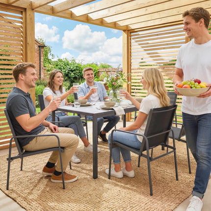 7-Piece Outdoor Dining Set, Rectangular Table & 6 Chairs