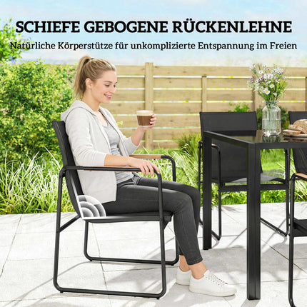 7-teiliges Outdoor-Esszimmer-Set, Stahlgestell, Netzstühle