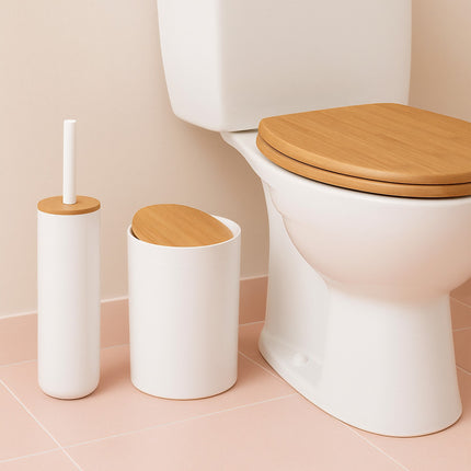 7-teiliges Bad-Accessoires-Set aus Kunststoff und Bambus