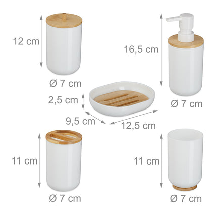 7-teiliges Bad-Accessoires-Set aus Kunststoff und Bambus