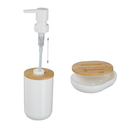 7-teiliges Bad-Accessoires-Set aus Kunststoff und Bambus