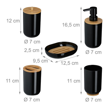 7-Piece Plastic & Bamboo Bathroom Accessories Set