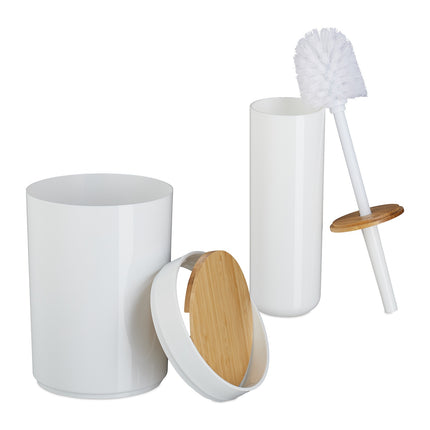 7-teiliges Bad-Accessoires-Set aus Kunststoff und Bambus