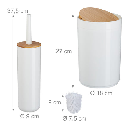 7-teiliges Bad-Accessoires-Set aus Kunststoff und Bambus