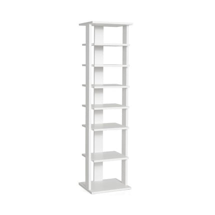 7-stöckiges schmales vertikales Schuhregal, Holzwerkstoff, Weiß