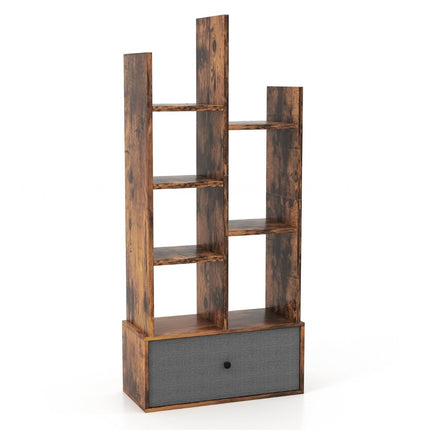 7-Tier Open Bookshelf with Drawer, 53x24x118 cm, Brown