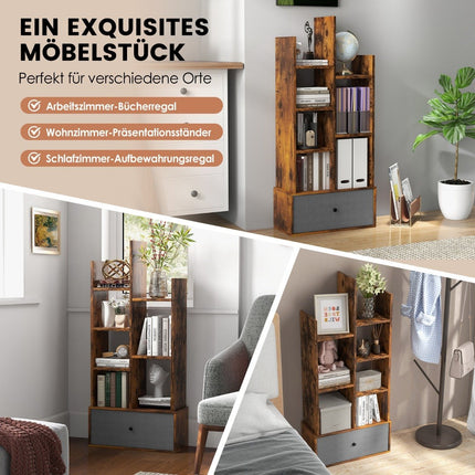 7-Tier Open Bookshelf with Drawer, 53x24x118 cm, Brown