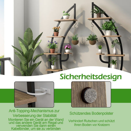 7 Tier Tall Metal Plant Stand Curved Crescent Ladder Plant Shelf