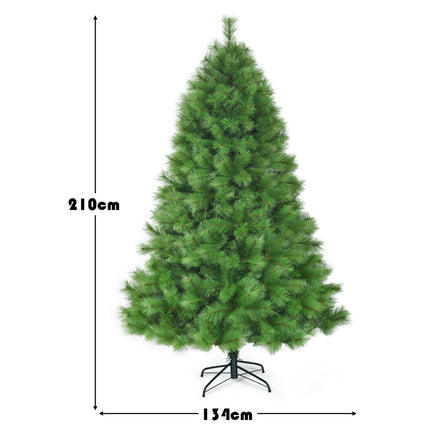 213 cm Künstlicher Weihnachtsbaum, mit Scharnieren, 808 Spitzen, Ständer