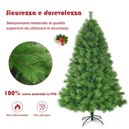 213 cm Künstlicher Weihnachtsbaum, mit Scharnieren, 808 Spitzen, Ständer