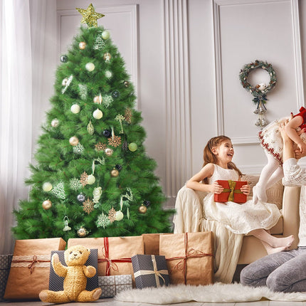 213 cm Künstlicher Weihnachtsbaum, mit Scharnieren, 808 Spitzen, Ständer