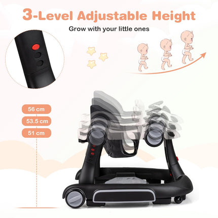 7-in-1 verstellbarer Baby-Walker mit Verdeck und Aktivitätszentrum