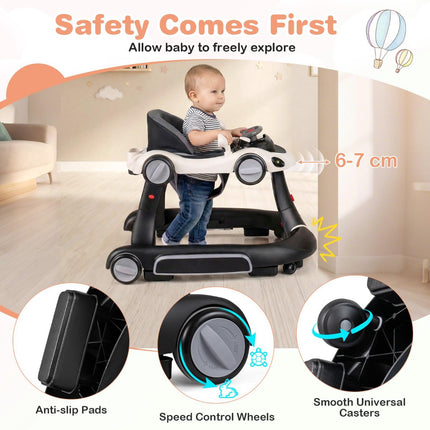 7-in-1 verstellbarer Baby-Walker mit Verdeck und Aktivitätszentrum