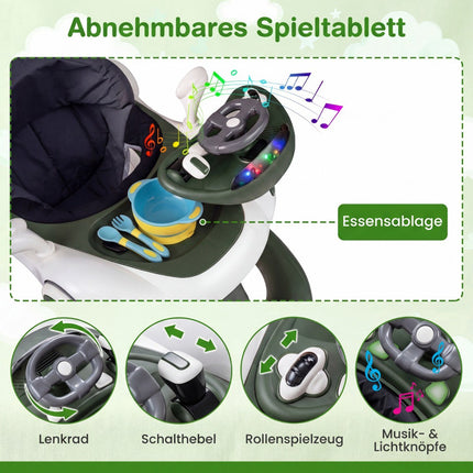 7-in-1 verstellbarer Babywalker mit Verdeck und Aktivitätszentrum