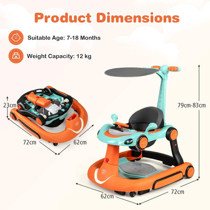 7-in-1 verstellbarer Babywalker mit Verdeck und Geschwindigkeitskontrolle