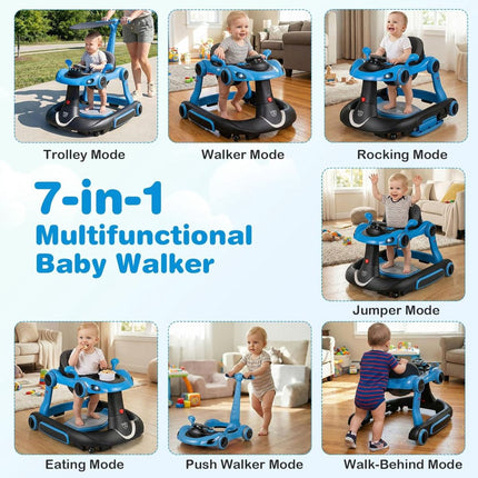 7-in-1 Babywalker mit verstellbarer Höhe und Geschwindigkeit, Blau