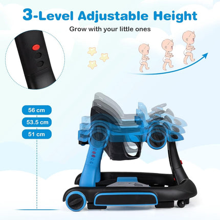 7-in-1 Babywalker mit verstellbarer Höhe und Geschwindigkeit, Blau