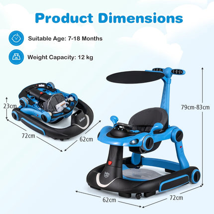 7-in-1 Babywalker mit verstellbarer Höhe und Geschwindigkeit, Blau