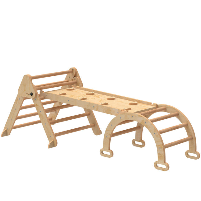7-in-1 Kletter-Set für Kinder, faltbarer Holzspielturm