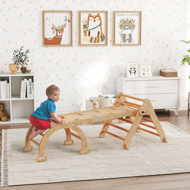 7-in-1 Kletter-Set für Kinder, faltbarer Holzspielturm