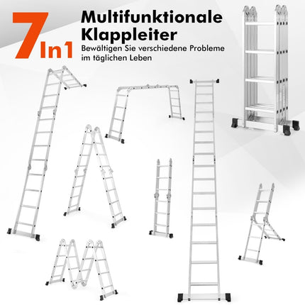 7-in-1 Multi-Purpose Ladder, 4.6m, Non-Slip, 150kg Capacity