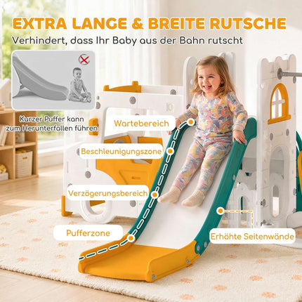 7-in-1 Toddler Slide and Swing Set with Car and Crawl Tunnel, 1–4 Years, White