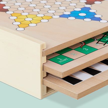 7-in-1 Wooden Board Game Set – Compact Design
