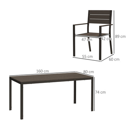 7-teiliges Esszimmer-Set für 6 Personen, Esstisch mit 6 Stühlen, Ausziehtisch, dunkelbraun