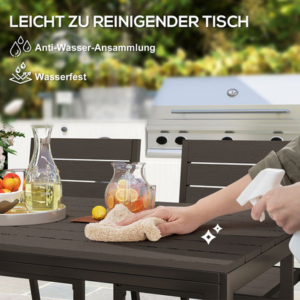 7-teiliges Esszimmer-Set für 6 Personen, Esstisch mit 6 Stühlen, Ausziehtisch, dunkelbraun