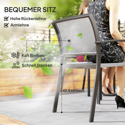 7-teiliges Outdoor-Esszimmer-Set – Stapelbare Stahlstühle