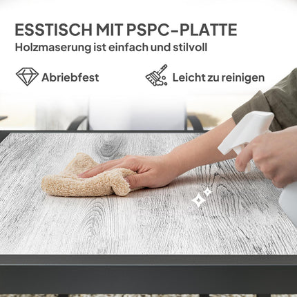 7-teiliges Outdoor-Esszimmer-Set – Stapelbare Stahlstühle