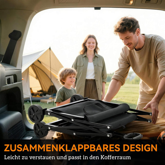 80L Faltbarer Gartenwagen mit verstellbarem Griff, Schwarz