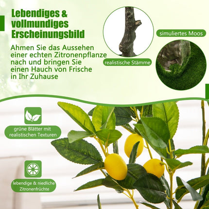 80 cm Artificial Lemon Tree Lime Tree with Pot & 9 Lemon Artificial Plant with Fruits