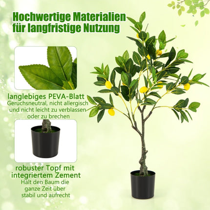 80 cm Artificial Lemon Tree Lime Tree with Pot & 9 Lemon Artificial Plant with Fruits