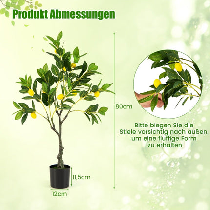 80 cm Artificial Lemon Tree Lime Tree with Pot & 9 Lemon Artificial Plant with Fruits