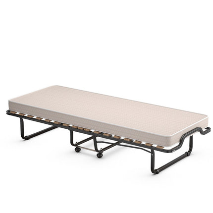 Lit d'appoint pliant 80 x 200 cm avec matelas en mousse à mémoire de forme beige fabriqué en Italie Origine : Italie