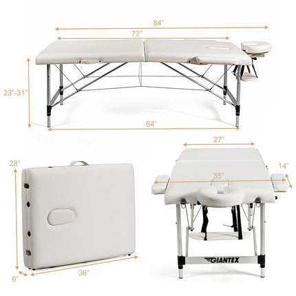 84" Verstellbare, tragbare Massageliege mit Tragetasche