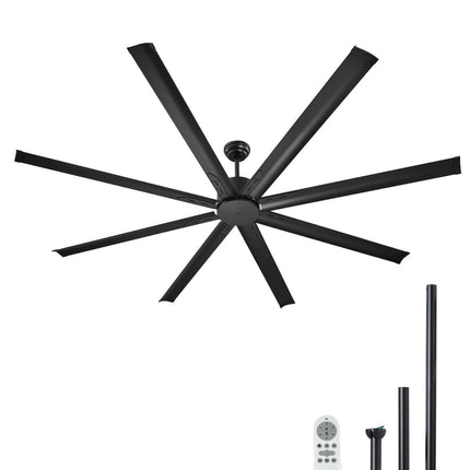 84-Inch Ceiling Fan No Light, 8-Blade Aluminum, Remote