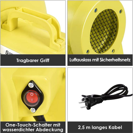 Gebläse, 850 W, energieeffiziente Luftpumpe für aufblasbares Spielzeug, Hüpfburg, 42 x 24 x 42 cm