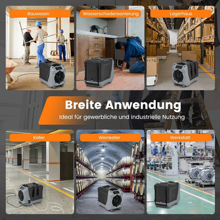 85 L/Tag Gewerbe-Luftentfeuchter mit Pumpe &amp; Ablaufschlauch &amp; 24h-Timer Bautrockner Schwarz