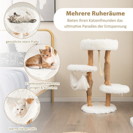 87 cm großer Kratzbaum aus Massivholz, mehrschichtiges Katzen-Aktivitätszentrum