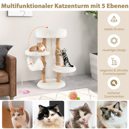87 cm großer Kratzbaum aus Massivholz, mehrschichtiges Katzen-Aktivitätszentrum