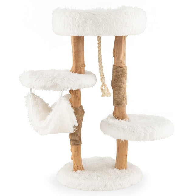 87 cm großer Kratzbaum aus Massivholz, mehrschichtiges Katzen-Aktivitätszentrum