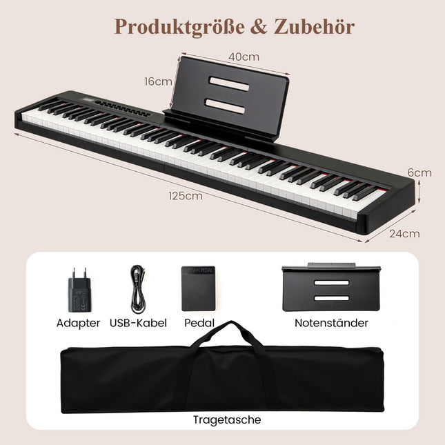 88-Tasten Digitalpiano, volle Größe, tragbar, Schwarz
